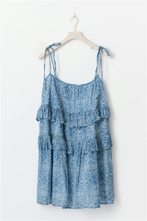 Gina Tricot - Mini frill dress - korte kjoler - Blå - M - Dame