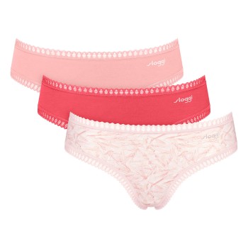 Sloggi Trusser 3P GO Crush Hipster Briefs Rød/Rosa bomuld Medium Dame