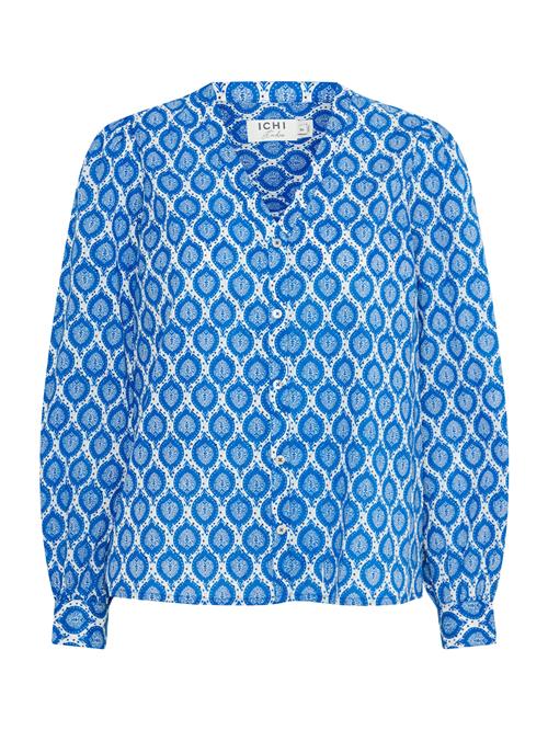 ICHI Bluse 'ZAREEN'  blå / sort / hvid