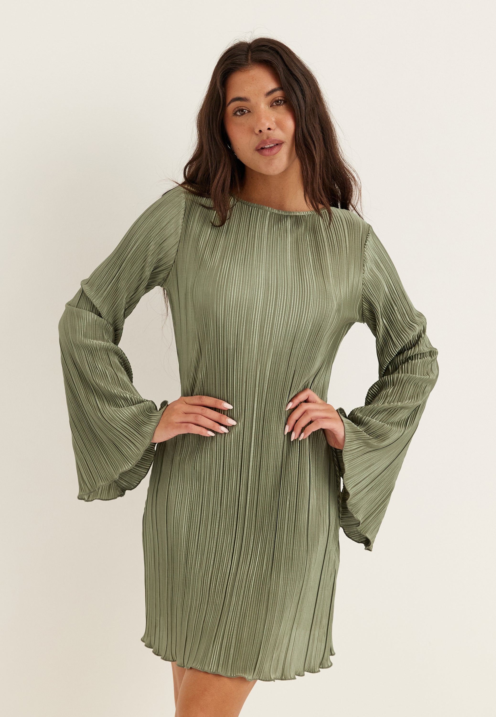 BUBBLEROOM Short Pleated Frill Dress