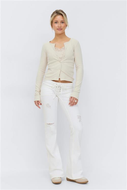 Gina Tricot - 14+ pleated tie jeans - Low waist jeans - Hvid - S - Dame