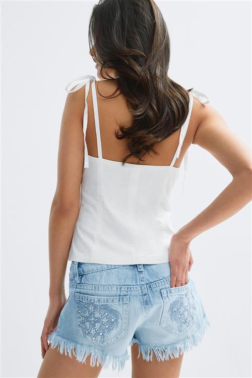 Gina Tricot - 14+ slay low denim shorts - shorts - Blå - S - Dame