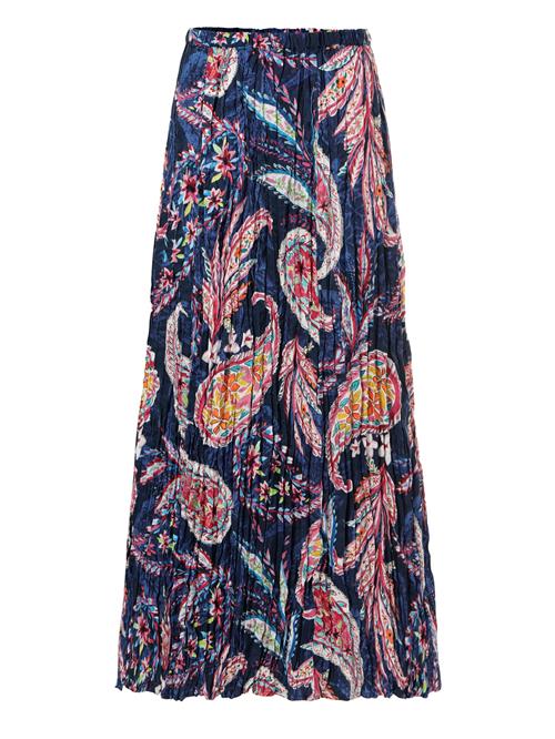 TATUUM Nederdel 'Crincla'  navy / gul / rosé / hvid