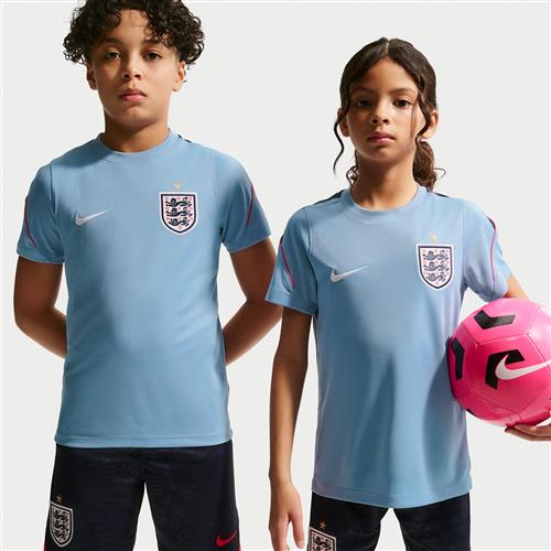 England Strike Nike Dri-FIT-fodboldtrøje med korte ærmer til større børn - blå