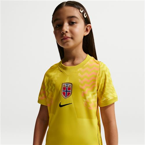 Kortærmet Norway 2026 Stadium Goalkeeper Nike Dri-FIT Replica-fodboldtrøje til større børn - gul