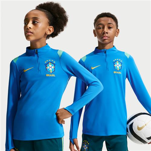 Maskinstrikkede Brazil Academy Pro Nike Dri-FIT-fodboldtræningstrøje til større børn - blå