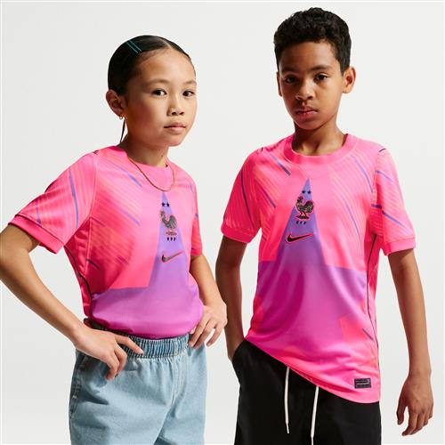 Kortærmet FFF 2026 Stadium Goalkeeper Nike Dri-FIT Replica-fodboldtrøje til større børn - Pink