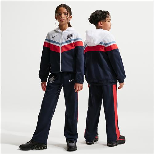 England Nike Dri-FIT Football-tracksuit med hætte til større børn - hvid