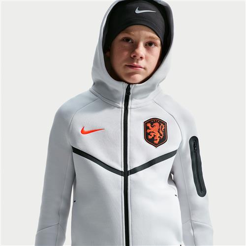 Holland Tech Fleece-Nike Football-hættetrøje med lynlås i fuld længde til større børn (drenge) - grå