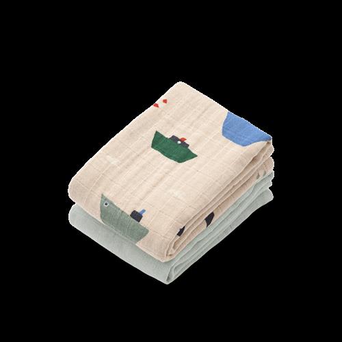 Liewood Lewis Muslin-klud 2-pak Sailing / Dove Blue Mix  Sailing / Dove Blue Mix-One Size  Blå  One Size  unisex