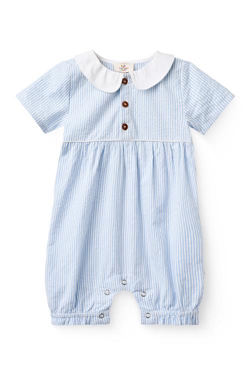 Copenhagen Colors GOTS Romper Sky Blue Cream Stripe  Sky Blue Cream Stripe 86 cm  Blå  86 cm  unisex