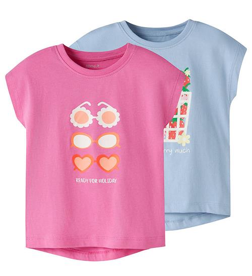 Name It T-shirt - NmfVigea - 2-pak - Strawberry Moon/Chambray Bl
