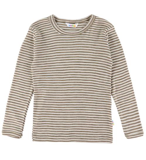Joha Bluse - Uld/Silke - Rib - Mørk Beige/Stribet