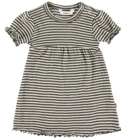 Joha Kjole - Uld/Silke - Rib - Mørkebrun/Stribet