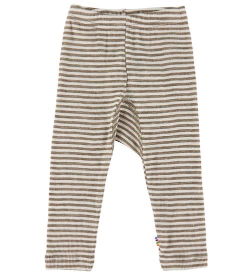 Joha Leggings - Uld/Silke - Rib - Mørk Beige/Stribet