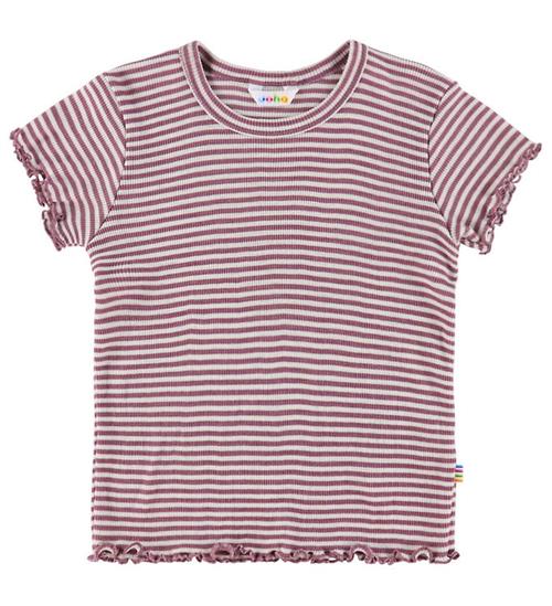 Joha T-shirt - Uld/Silke - Rib - Lyng/Stribet