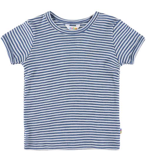 Joha T-shirt - Uld/Silke - Rib - Blå/Stribet