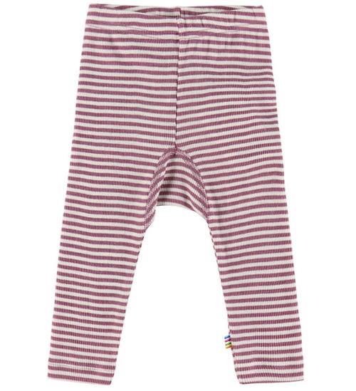 Joha Leggings - Uld/Silke - Rib - Lyng/Stribet