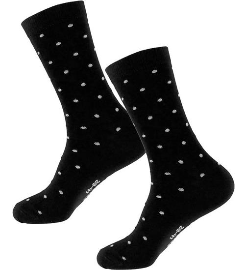 Fuzzies Strømper - 2-pak - Black/Light Grey m. Prikker