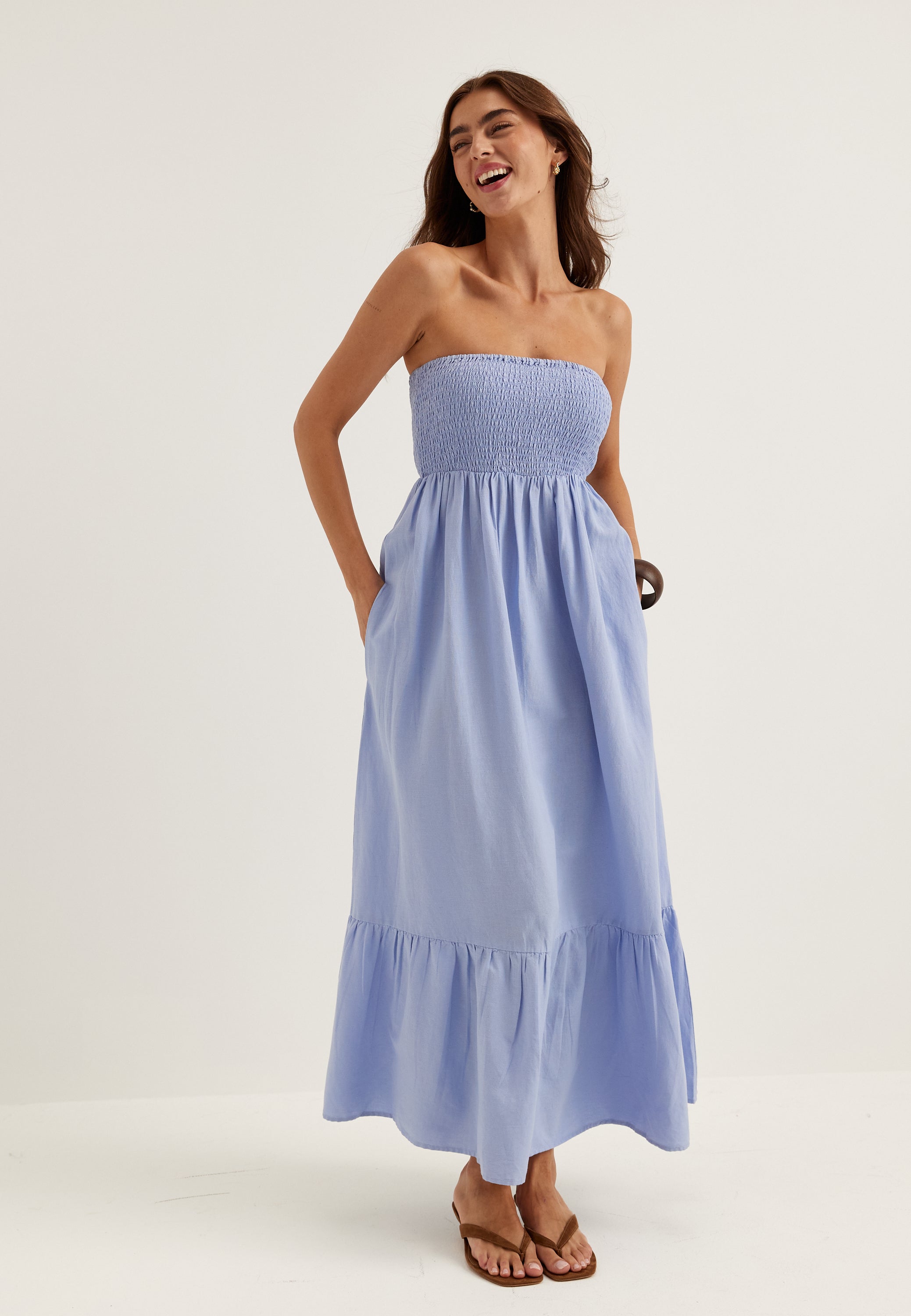 VERO MODA Awalisa Bandeau Ankle Dress Noos