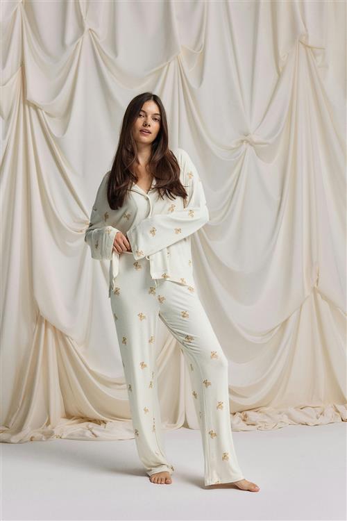 Gina Tricot - Soft pyjamas trousers - pyjamasser - Hvid - XS - Dame