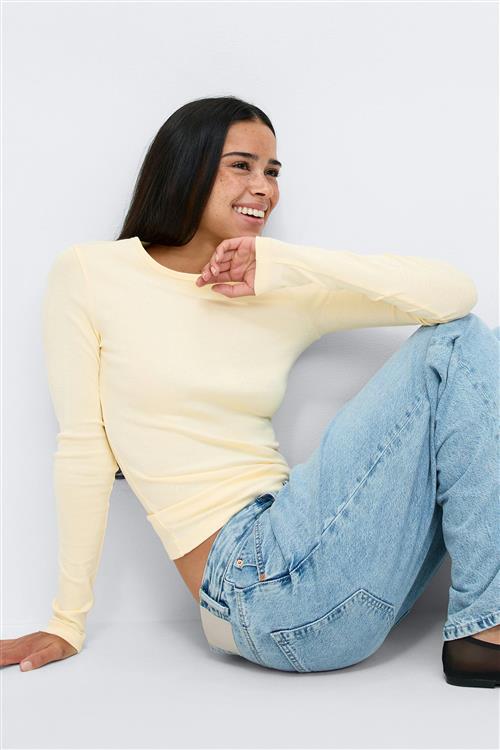Gina Tricot - Tight fit long sleeve top - Langærmede toppe - Gul - S - Dame