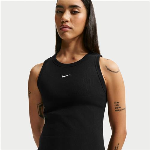 Nike -tanktop med tætsiddende ribkant til kvinder - sort