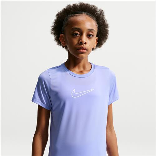 Kortærmet Nike One Fitted Dri-FIT-trøje til større børn (piger) - lilla