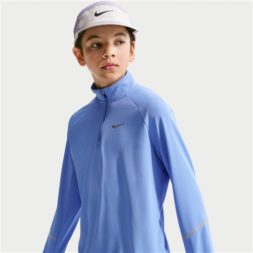 Nike Miler Dri-FIT-trøje med halv lynlås til større børn - blå
