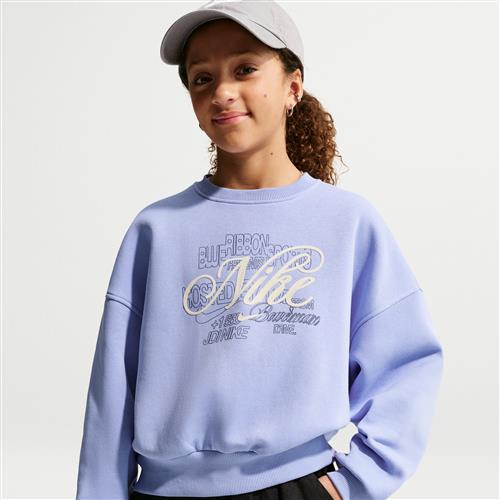 Nike Club Fleece-sweatshirt med rund hals til større børn (piger) - lilla