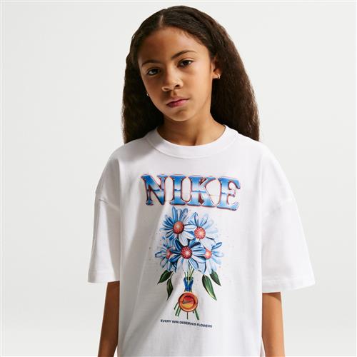 Overdimensioneret Nike -T-shirt til større børn (piger) - hvid
