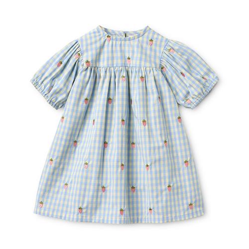 Flöss Mille Kjole Sky Berry Gingham  Sky Berry Gingham 110 cm  Blå  110 cm  kvinde