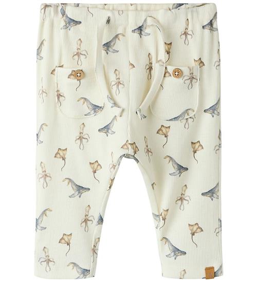 Lil Atelier Bukser - Loose - NbmLavo - Coconut Milk/SEA ANIMAL