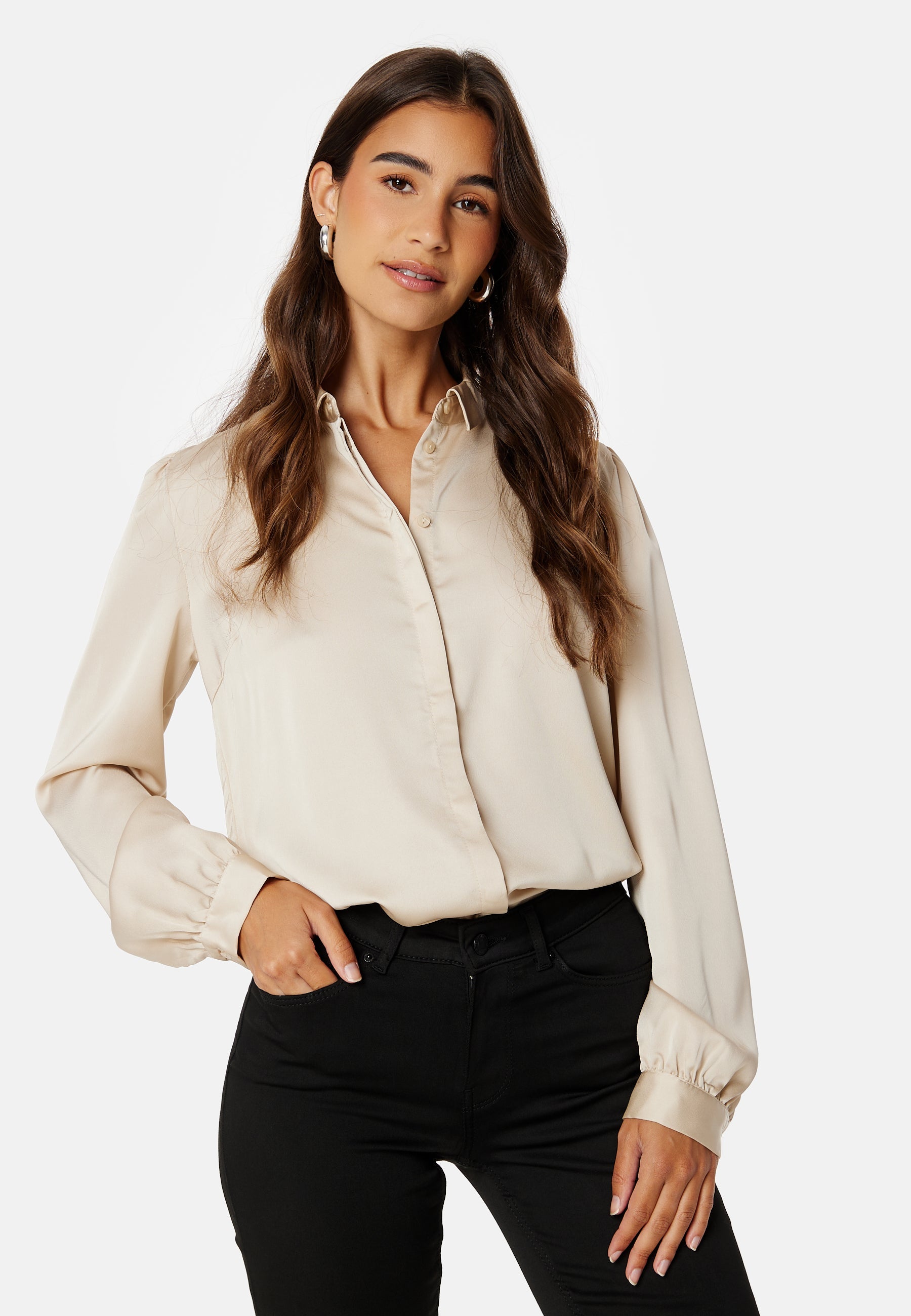 VILA Ellette Satin L/S Shirt