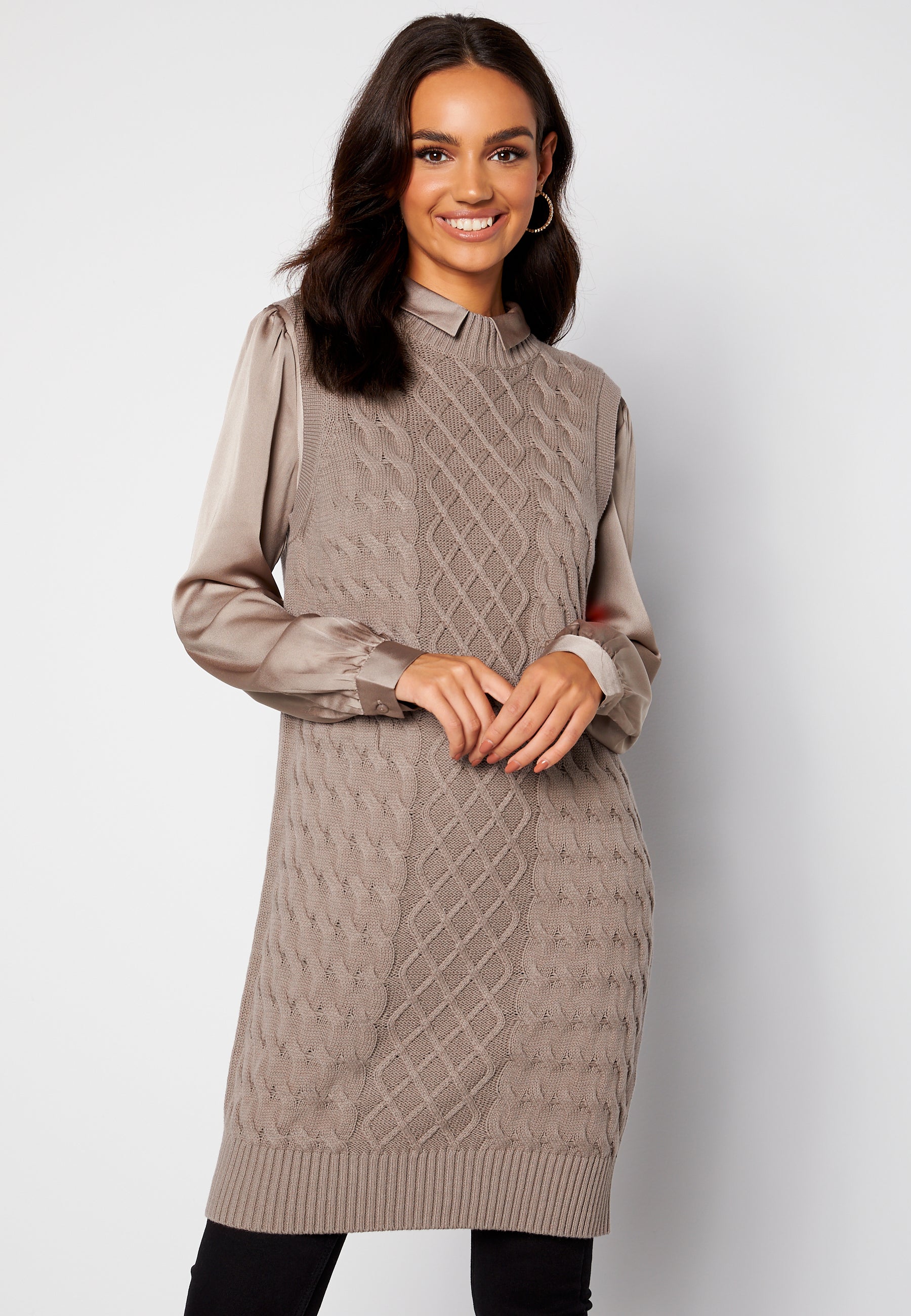 VILA Zuri Cable S/L Knit Vest Dress