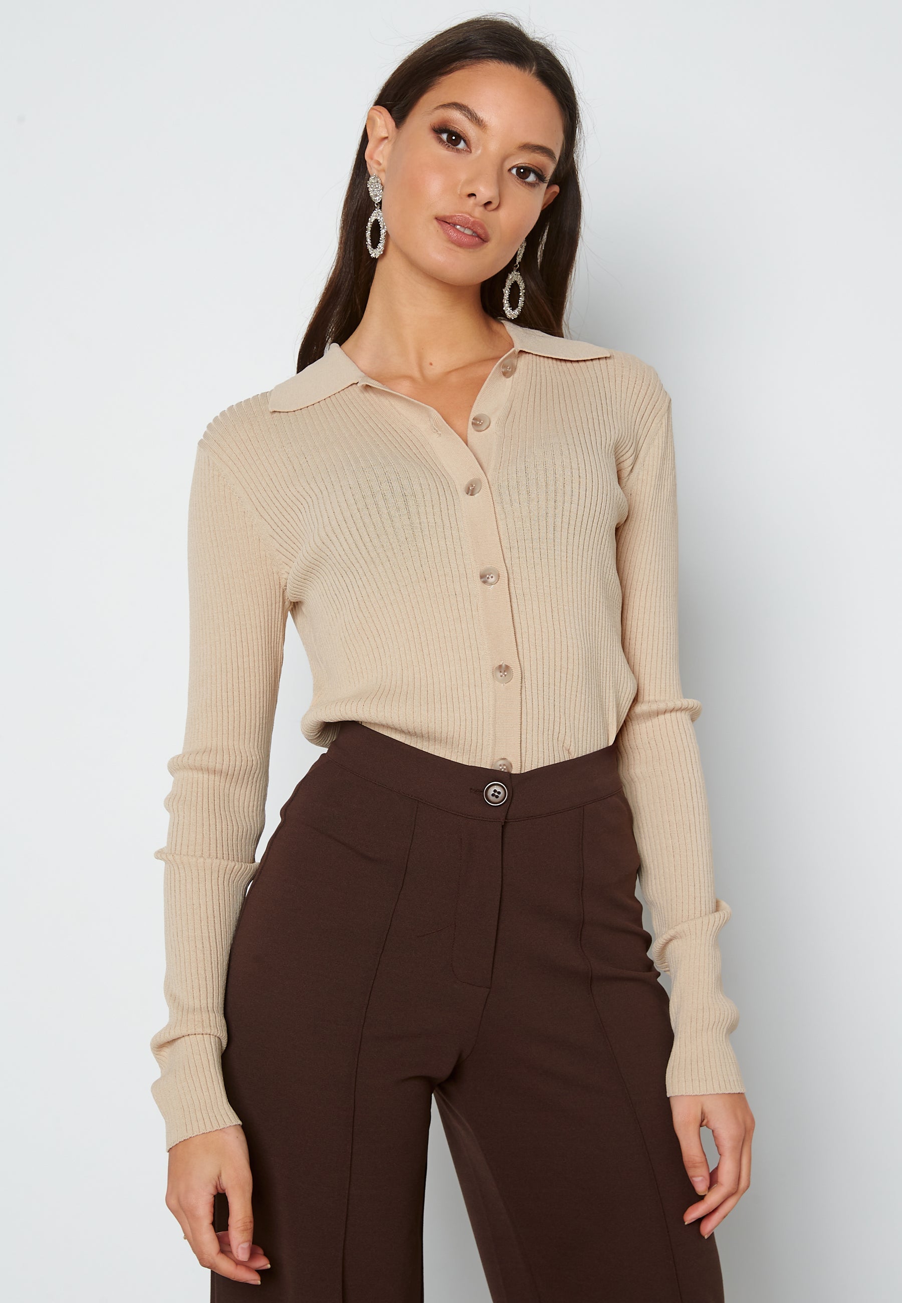 SELECTED Ally LS Knit Cardigan Poloneck