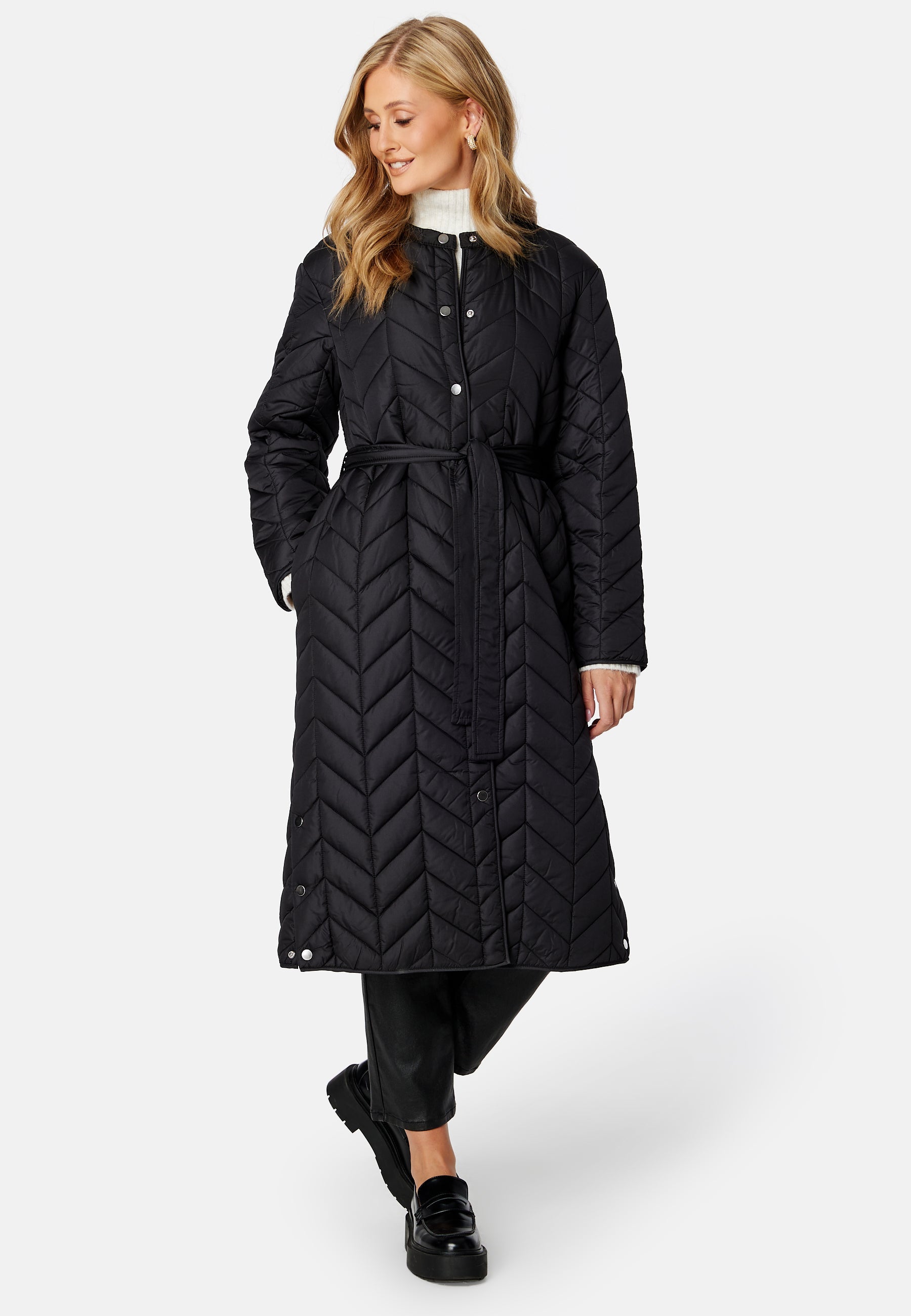 Pieces Fawn Long Quilted Jacket