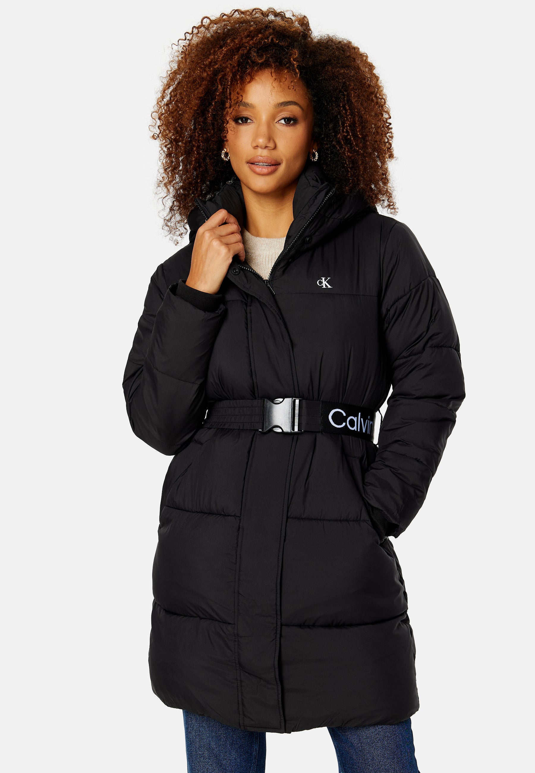 Calvin Klein Jeans Logo Belt Waisted Long Puffer