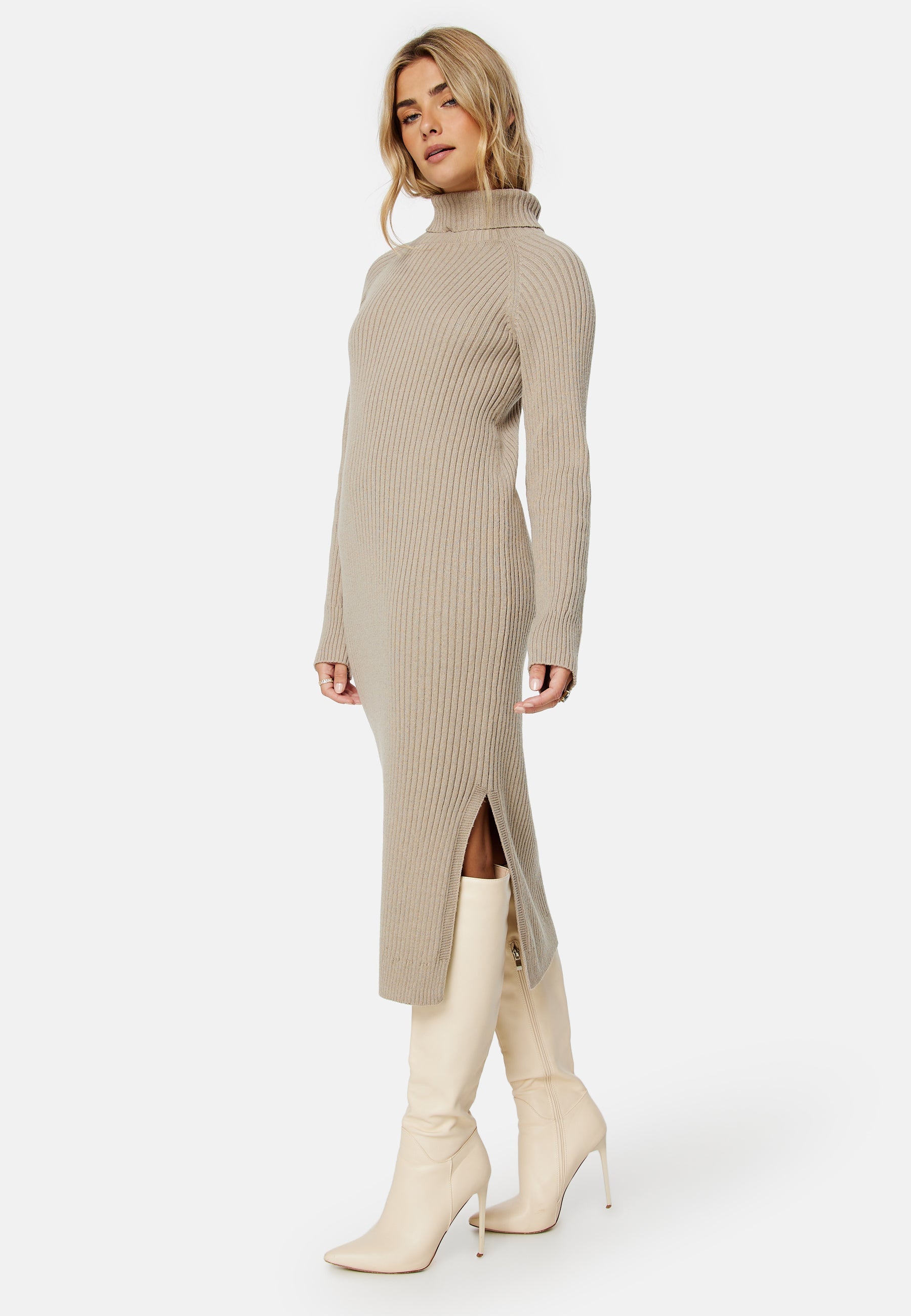 BUBBLEROOM Amira knitted slit dress