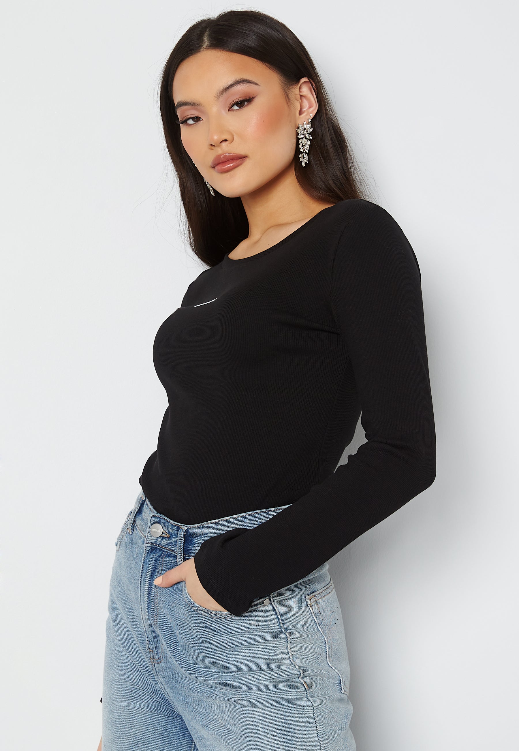 Calvin Klein Jeans Micro Branding Rib LS Tee