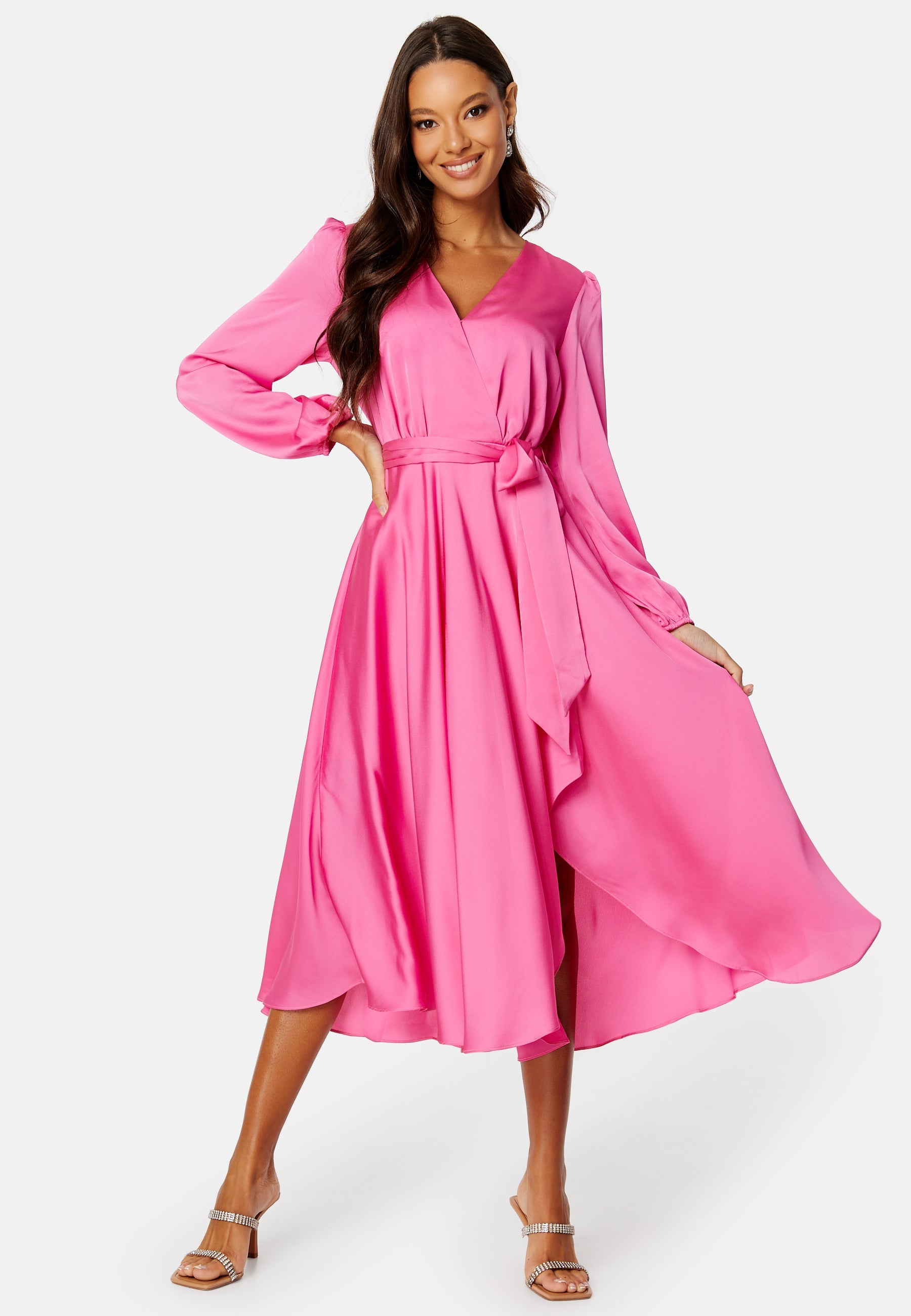 FOREVER NEW Marilyn Satin Wrap Midi Dress