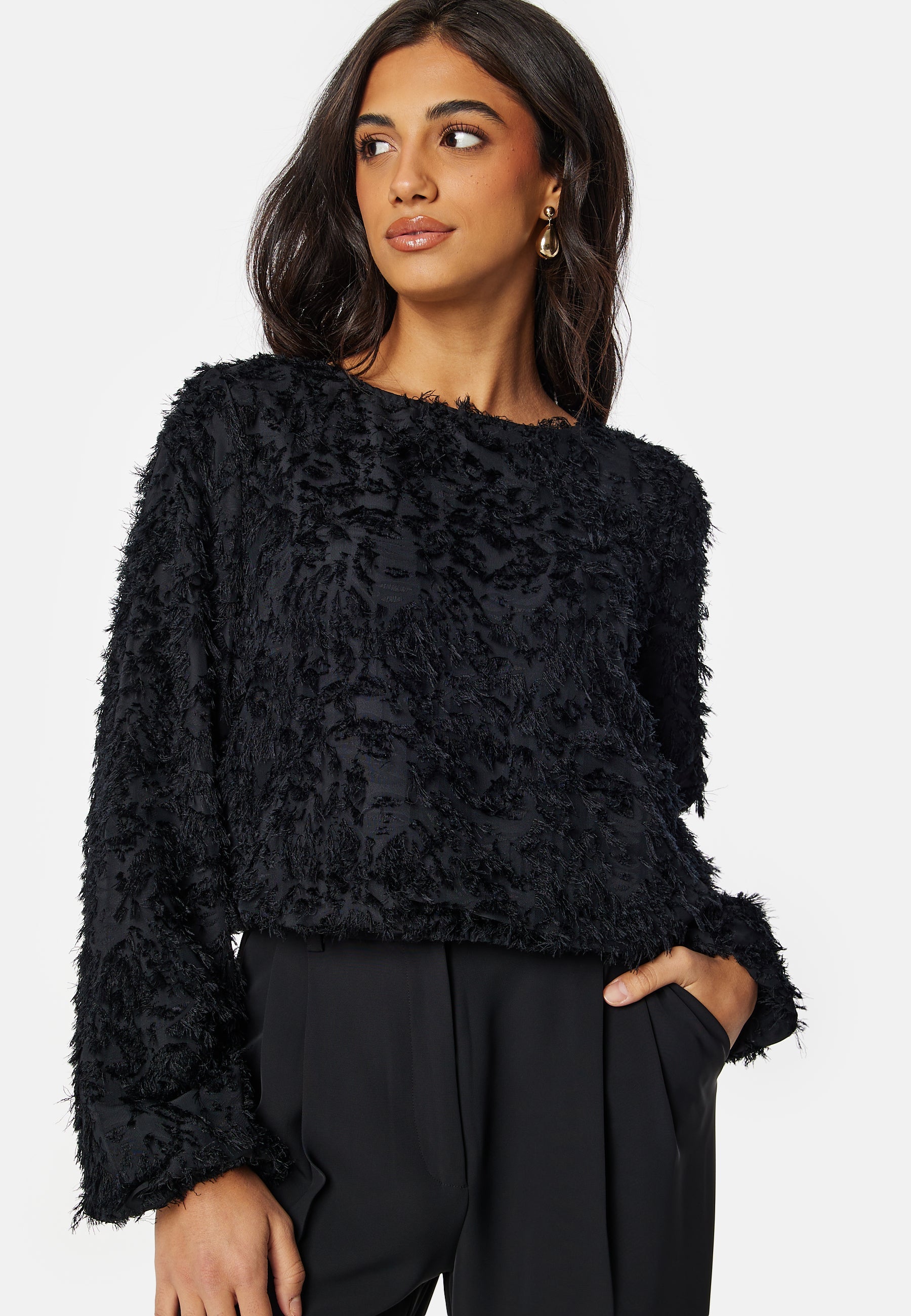 Pieces Siara Cropped Boat Neck T