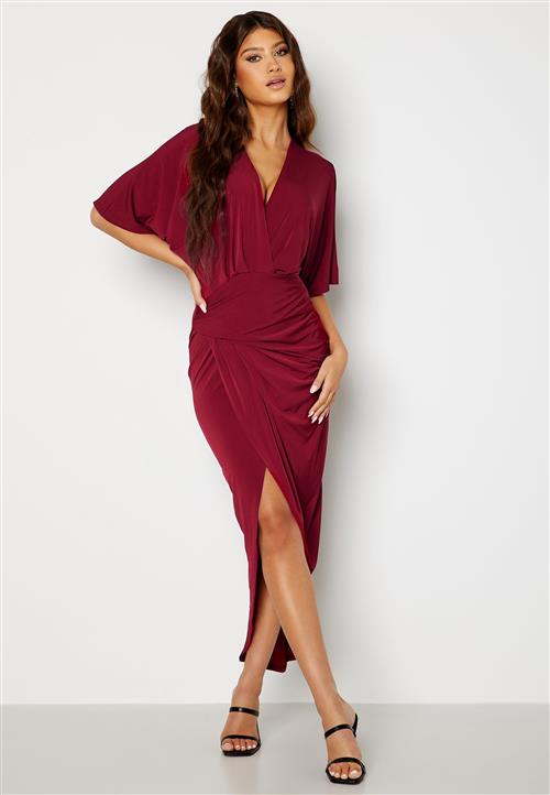 John Zack Kimono Sleeve Rouch Dress