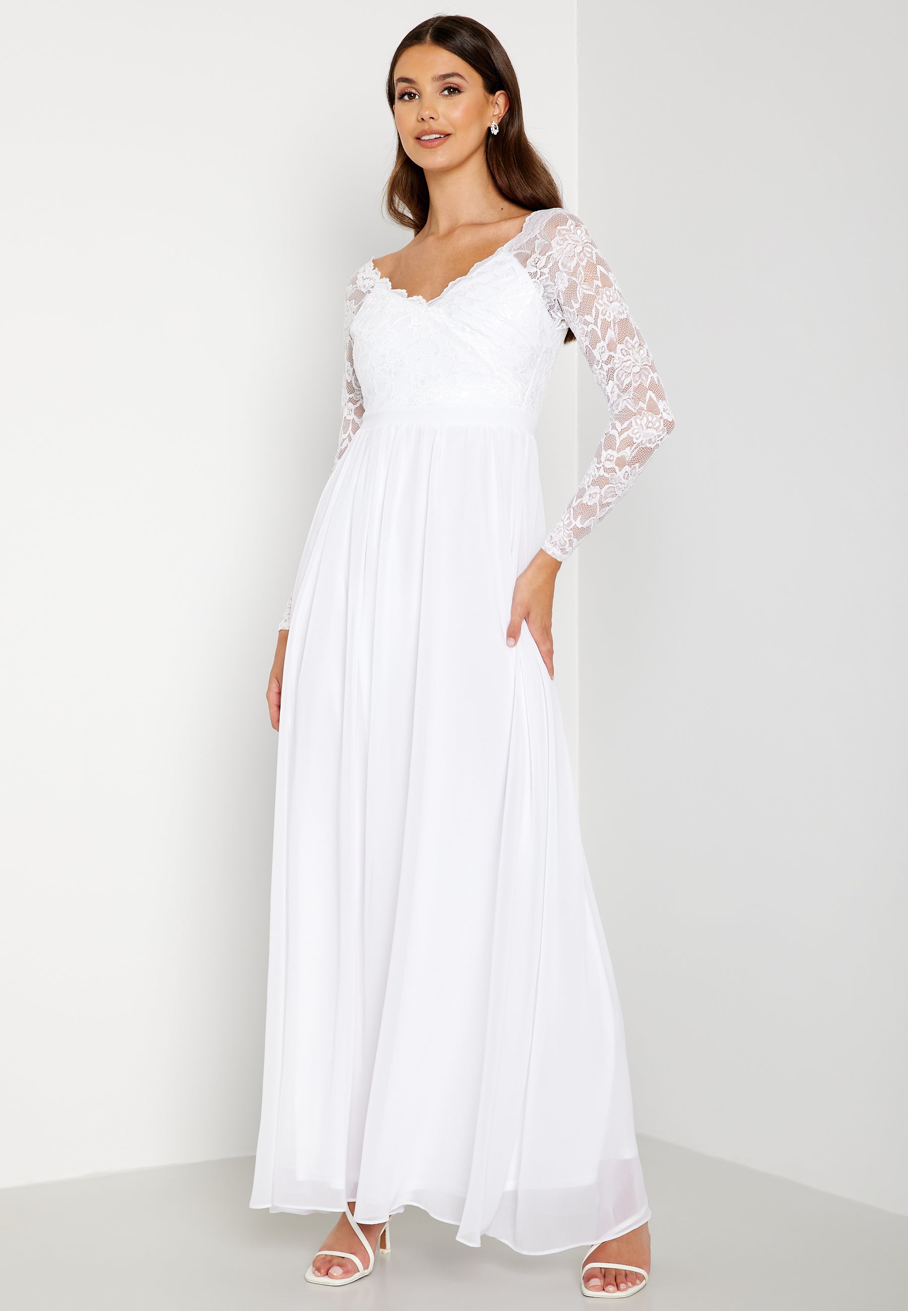 Goddiva Long Sleeve Floaty Maxi Dress