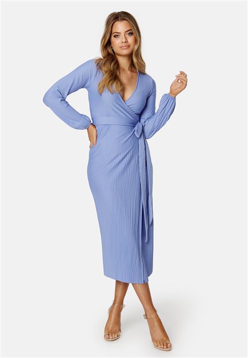 BUBBLEROOM Pleated Wrap Midi Dress