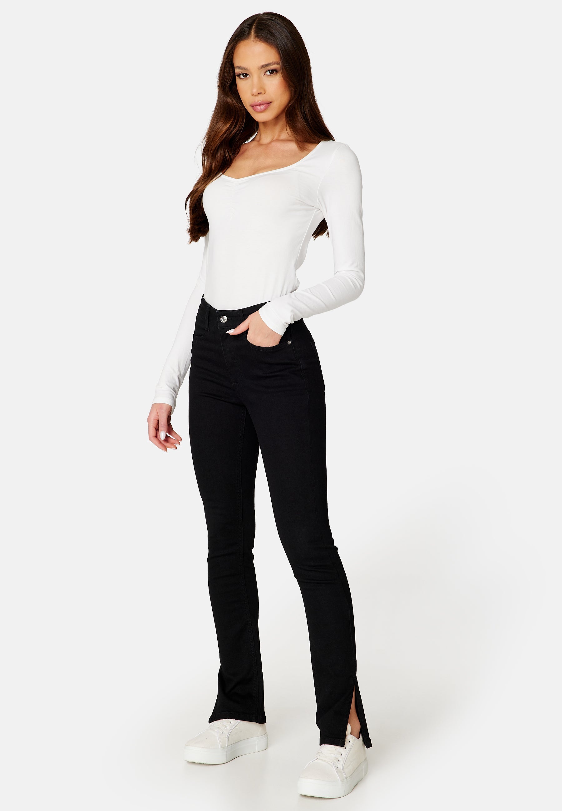 BUBBLEROOM Tinnie  slit high waist jeans