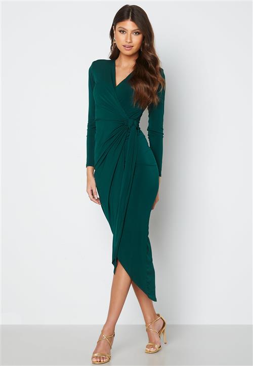 John Zack Long Sleeve Wrap Maxi Dress
