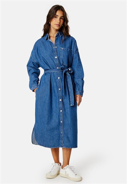 TOMMY JEANS Chambray Midi Denim Shirt Dress
