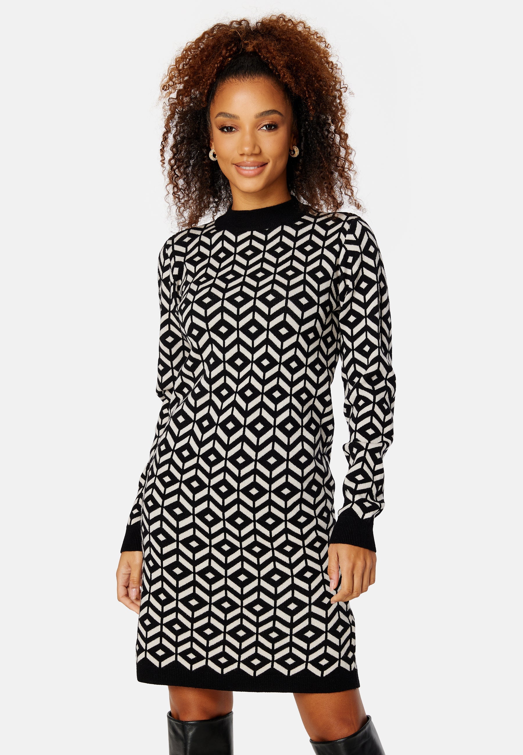 Object Collectors Item Thess L/S jaquard knit dress