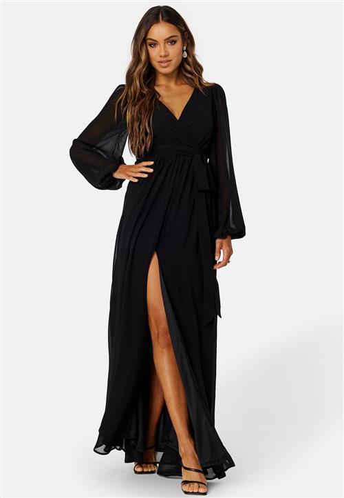 Goddiva Long Sleeve Chiffon Dress